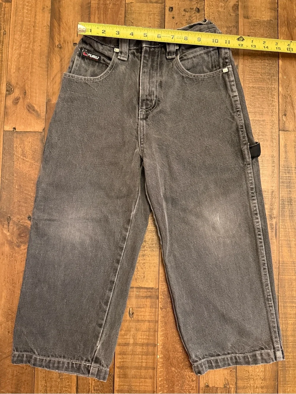 FUBU The Collection Kids Gray Carpenter Jeans Size 6 Baggy Y2K Skater Denim